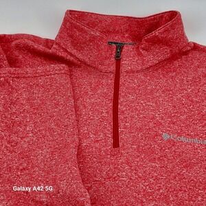 Columbia Sportswear Quarter Zip Fleece Pullover Red Heathered Gray Size L